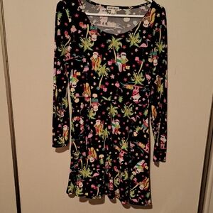 Derek Heart Tropical Christmas Santas Dress.  Size Large.